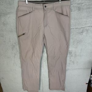 S Orvis Pants Mens 38x31 Beige Tech Water Repellant Outdoor Hiking Nylon Pockets